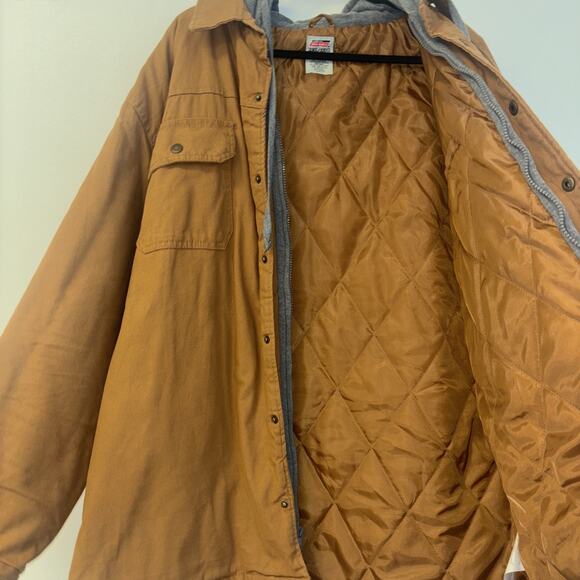 Dickies Men's Sz 2XL Quilted Jacket with Hood Military Jacket Cotton Tan Brown - Picture 6 of 9